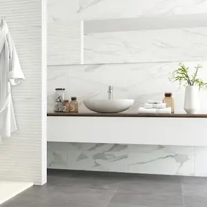 Stately White Marble Matt Porcelain Tile 60 x 60cm