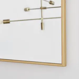 Alcantera Rectangle Metal Frame Wall Mirror Simple and Elegant Modern Design Gold / 120cm H x 80cm W