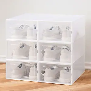 12 Pcs Clear Stackable Shoe Storage Box Plastic Shoe Organiser 36cm (W) x 26cm (D) x 16.5cm (H)