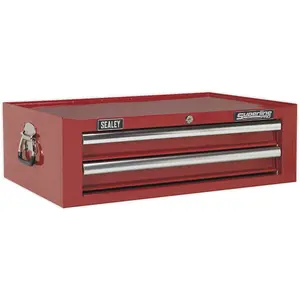 Red 2 Drawer MID-BOX Tool Chest with Lockable Storage Unit - 670 x 440 x 210mm