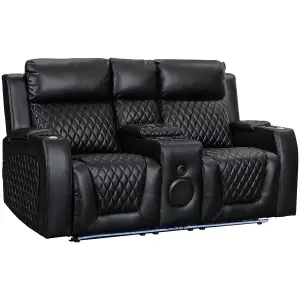 Venice Series One 2 Seater Cinema Sofa in Black Aire Leather