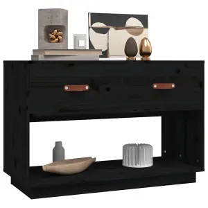 Berkfield TV Cabinet Black 90x40x60 cm Solid Wood Pine