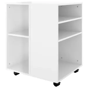 Berkfield Rolling Cabinet High Gloss White 60x53x72 cm Engineered Wood