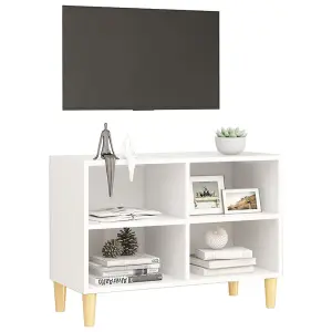 Berkfield TV Cabinet with Solid Wood Legs White 69.5x30x50 cm