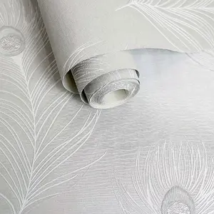 Holden Décor Grey Feather Embossed Wallpaper