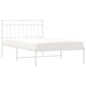 Berkfield Metal Bed Frame with Headboard White 107x203 cm