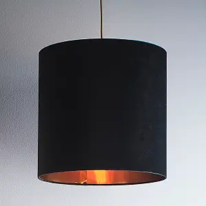 10" Black Velvet Drum Lampshade for Lamps and Ceiling