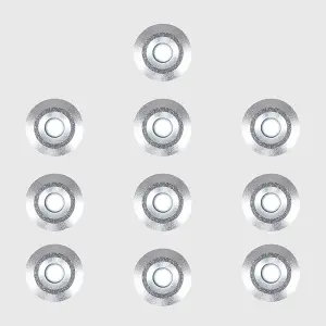 ValueLights 10 Pack IP67 Rated 15mm White LED Round Decking Kitchen Plinth Lights Kit With 3M Extension