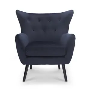 Velvet Navy Blue Brianna Accent Wingback Chair