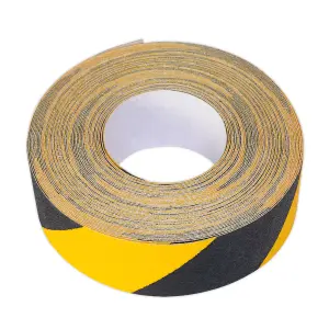 Sealey Anti Slip Tape 50mm x 18m Black Yellow Stripes Self Adhesive ANTBY18