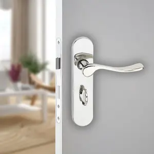 URBNLIVING 174mm Length 2 Pcs Berkshire Metal & Polished Nickel Lever Latch Bathroom Door Handles Set