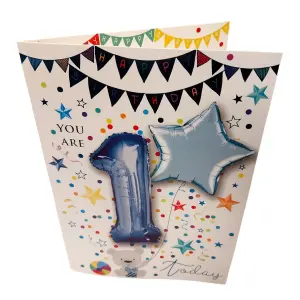 Sensations You Are 1 Today Star Foil Balloon (Pack of 2) Blue (One Size)