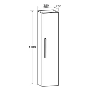 Emery Wall Hung Textured White Tall Bathroom Cabinet with Nickel Bar Handle (H)120cm (W)35cm