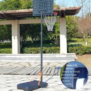 Basketball Hoop & Stand - Pro Impact ZY-010 by Bee-Ball - Adjustable Stand with Reinforced Backboard: 1.6-2.6 Meters