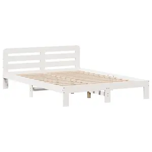 Berkfield Bed Frame without Mattress White 120x190 cm Small Double Solid Wood Pine