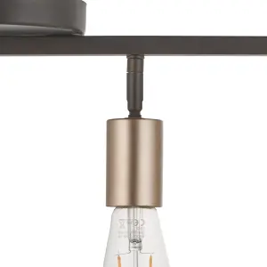 York Bar Brushed Matt Steel Bronze effect 4 Lamp LED Ceiling light