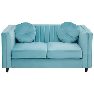 Interiors by Premier Farah Two Seat Blue Velvet Sofa