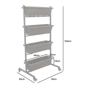 Woodside Dereham 4 Tier Wheeled Metal Garden Planter