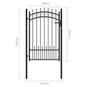 Berkfield Fence Gate with Spikes Steel 100x150 cm Black