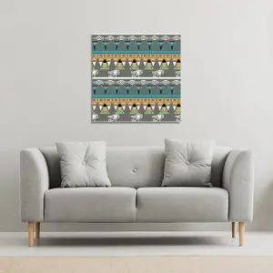 Tribal art, Egyptian vintage ethnic silhouettes (Canvas Print) / 77 x 77 x 4cm