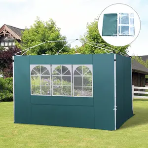 Outsunny Gazebo Replacement Exchangeable Wall Panels w/ Window, Dark Green