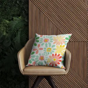 Green and Yellow Flowers Outdoor Cushion 45cm x 45cm