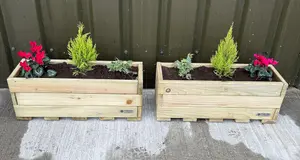 Simply Wood Signature Tanalised Wooden Trough Garden Planter - Compact x 2