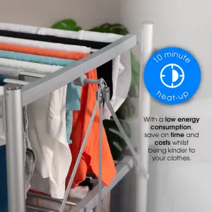 Abode Electric Clothes Dryer Heated Airer 3 Tier with 30 Rails 30kg & Protective Cover AECRD2003