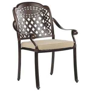 Set of 4 Garden Chairs with Cushions MANFRIA Metal Dark Brown