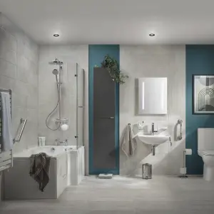 Cooke & Lewis White Easy-access Acrylic L-shaped Left-handed Shower Bath (L)1700mm (W)850mm