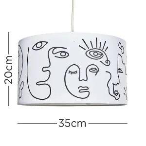 ValueLights Large Reni White Drum Ceiling Pendant Shade and B22 GLS LED 10W Warm White 3000K Bulb