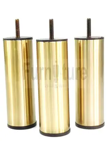 4 Metal Furniture Legs Brushed Brass Feet M8 Chairs Sofas Stools Beds Cabinets 150mm High