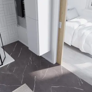 GoodHome Mambo Grey Natural Marble effect Textured Click vinyl Tile Sample