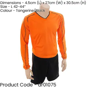 L ADULT Long Sleeve Marseille Shirt & Short Set ORANGE/BLACK 42-44" Football Kit