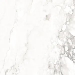 Verona Gloss White Marble Effect Porcelain Wall & Floor Tile - Pack of 76 Tiles, 27m² - (L)600(W)600mm