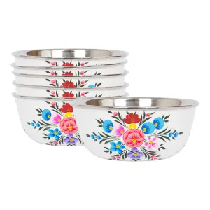 BillyCan Hand-Painted Picnic Snack Bowls - 14.5cm - Cotton Pansy - Pack of 6