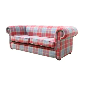 Chesterfield Original Tartan 1930's 3 Seater Sofa Balmoral Ruby Fabric In Classic Style