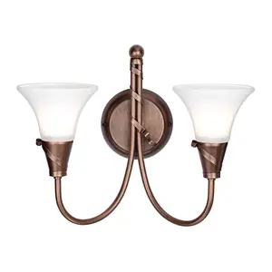 Elstead Emily 2 Light Indoor Wall Light Copper, E14