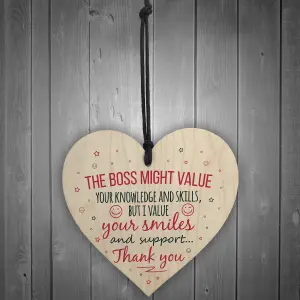 Red Ocean I Value You Colleague Wooden Hanging Heart Plaque Sign Friendship FRIEND Thank You Gift Plaque