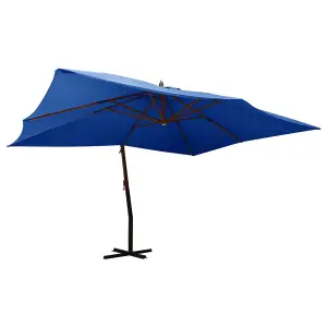 Berkfield Cantilever Umbrella with Wooden Pole 400x300 cm Azure Blue