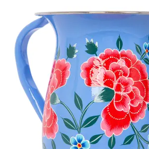 BillyCan Hand-Painted Picnic Water Jug with 400ml Cups - 1.7L - Ocean Peony