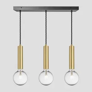 Industville Sleek Cylinder 3 Wire Cluster Lights, Brass