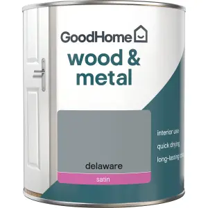 GoodHome Delaware Satin Metal & wood paint, 750ml