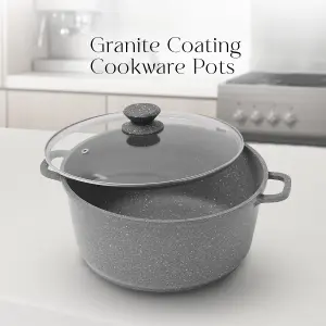 Royalford 5 Piece Die-Cast Aluminium Cookware Set Grey Casserole Dish Stock Cooking Pot