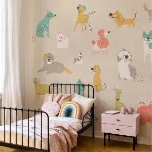 Origin Murals Happy Dogs Citrus Gold Paste the Wall Mural 300cm wide x 240cm high