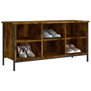 Berkfield Shoe Cabinet Smoked Oak 100x35x50 cm Engineered Wood