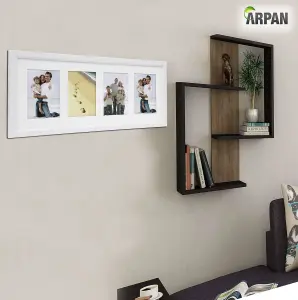 ARPAN MDF 4, Multi Aperture Modern Photo Picture Frame with Mount Black or White (White)