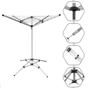 16M Clothes Airer Portable Rotary Washing Line 4 Arm Free Standing Multi Laundry