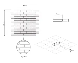 Ceramic mosaic on mesh for bathroom or kitchen 298mm x 334mm - Another Brick in the Wall