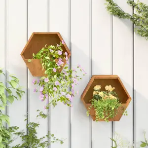 Berkfield Wall Planters 2 pcs Rusty Corten Steel 30x10x25 cm